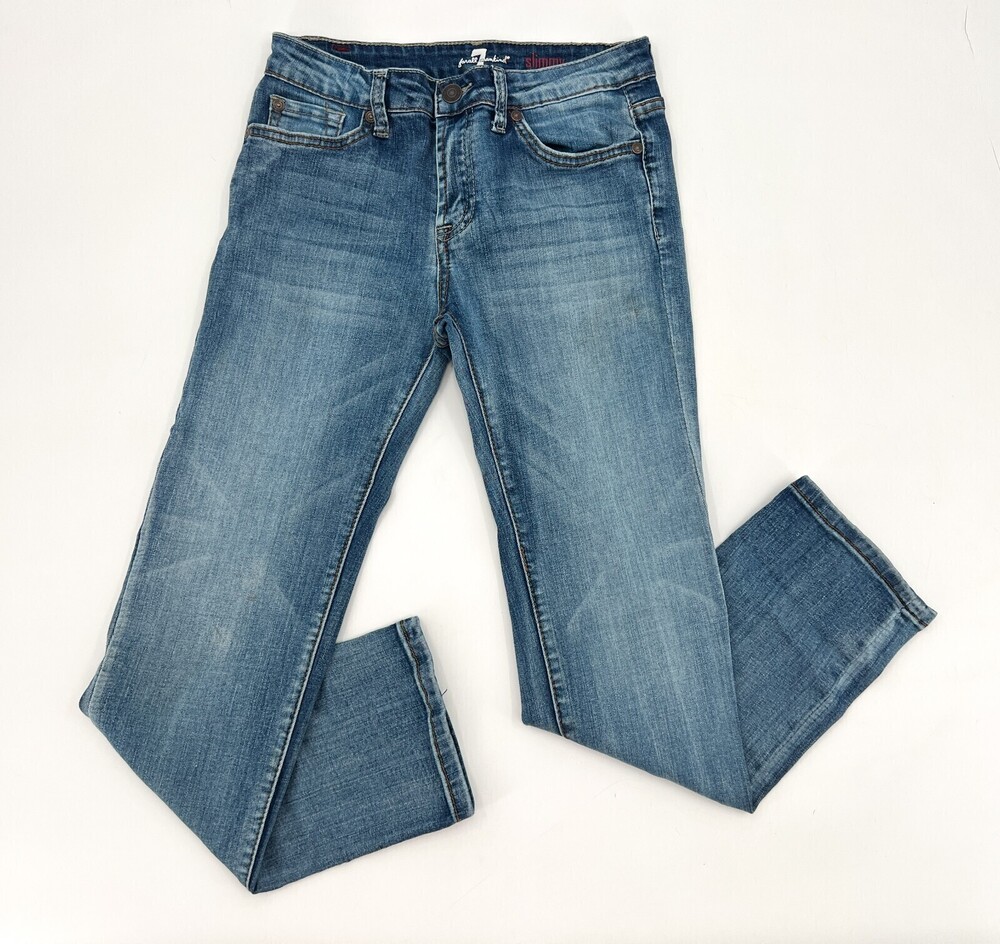 7 For All Mankind Jeans Womens 26 Slim Straight Leg Mid Rise Medium Wash